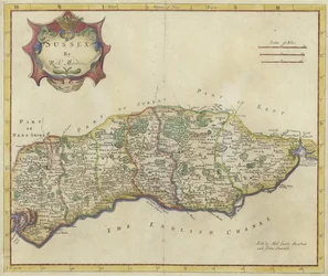 Karte von Sussex (Farbgravur)